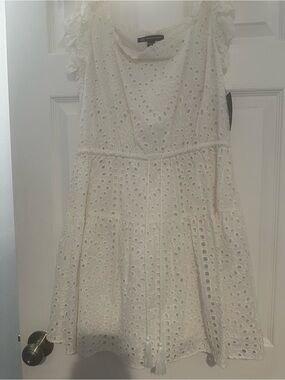 INC International Concepts White Eyelet Mini Dress